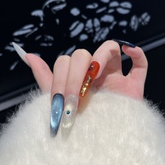 【日月神】秋冬款穿戴甲甲片豹纹金箔玻璃猫眼美甲假指甲贴19.9