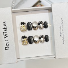 【星愿】圣诞节穿戴甲甲片可爱ins风蝴蝶结猫眼美甲假指甲