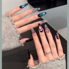 【幻蝶】穿戴甲手作高级AB款玻璃珠猫眼灵动蝴蝶美甲