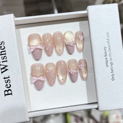 蝴蝶芭蕾手工穿戴甲高级感小清新春夏波点猫眼美甲可拆卸