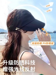 空顶防晒遮阳帽女2026新款可扎高马尾可挂口罩大檐帽子鸭舌渔夫帽