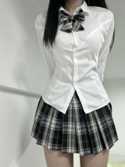 学姐收腰衬衫原创JK制服纯欲辣妹风显瘦百搭白色长袖衬衣女秋冬款