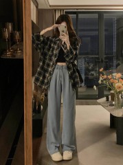 复古格子衬衫女春夏2026年新款衬衣设计感薄款防晒外搭上衣外套女