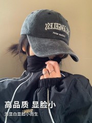 水洗牛仔棒球帽女2025新款美式大头围鸭舌帽宽帽檐显脸小灰色帽子