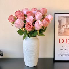 高级感逼真保加利亚玫瑰花仿真花假花摆设客厅餐桌装饰插花艺摆件