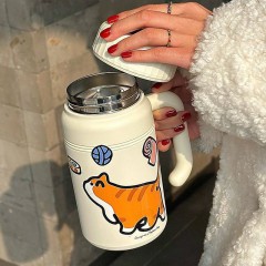 1000ml大容量保温杯女新款不锈钢学生水杯高颜值便携带把手杯子男